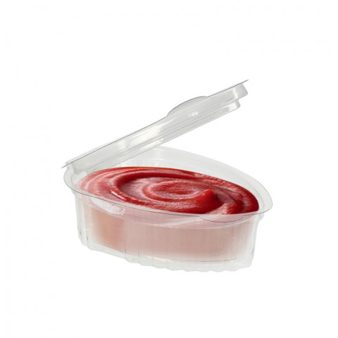 Recyclable PET sauce boat with hinged lid (50cc)