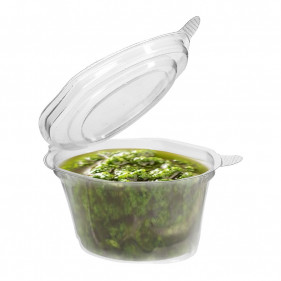 Recyclable PET sauce boat with hinged lid (80cc)