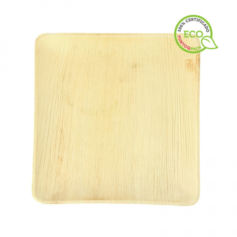 Prato quadrado de folha de palmeira (20x20 cm)