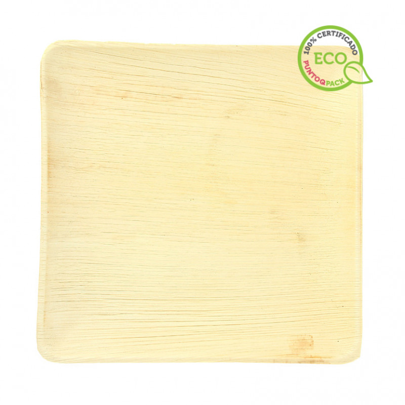 Prato quadrado de folha de palmeira (25x25 cm)