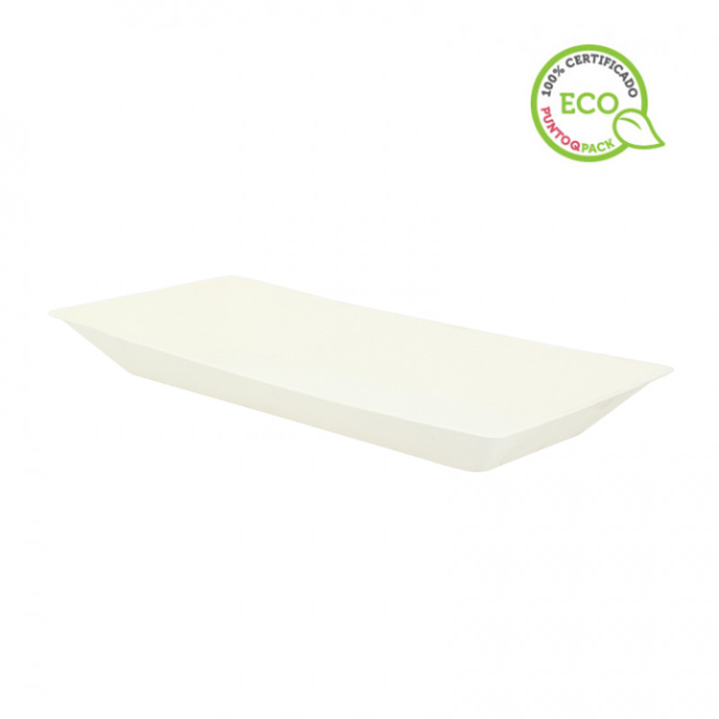 Pratos de fibra retangulares para catering (26x13cm)