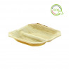 Palm leaf square plate with two divisions (10x10 cm)