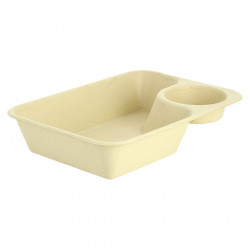 Barquette en fibre marron avec compartiment pour sauce (850cc)
