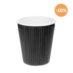 VASOS DE CARTON PARA CAFE NEGRO ONDULADO