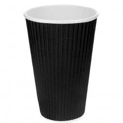 Vaso de cartón para café negro ondulado