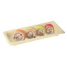 Tabuleiro comprido para sushi compostável com tampa (20,2x9x4 cm) | PointQpackName