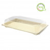 Compostable sushi tray with anti-fog lid (21.5x13.5x4.5cm)