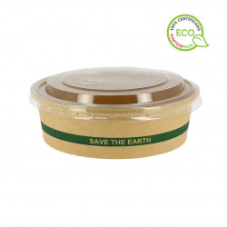 Recyclable kraft cardboard salad bowl with RPET lid (500ml)