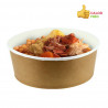 Envase de cartón deco kraft con tapa para platos calientes (1200cc)