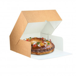 Caixa para bolo Kraft com abertura frontal (23x23x10 cm)