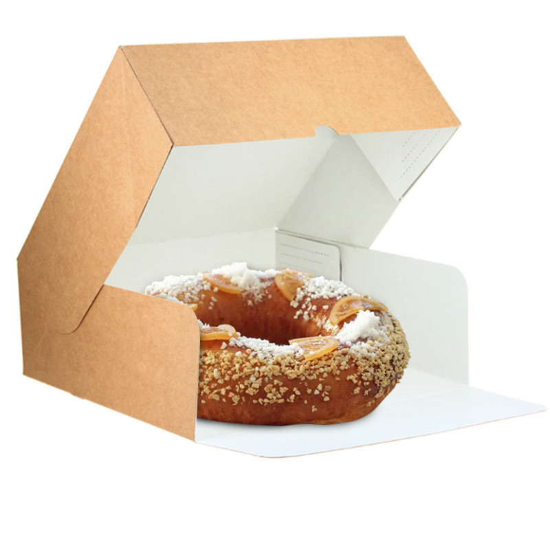 Kraft cake box with front opening (26x26x10 cm) Kraft cake box with front opening (26x26x10 cm)