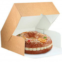 Caixa para bolo Kraft com abertura frontal (35x35x10 cm)