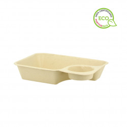 Brown fiber tray with compartment for sauce (850cc)