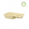 Barquette en fibre marron avec compartiment pour sauce (850cc)