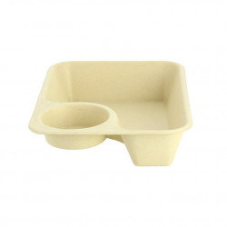 Barquette en fibre marron avec compartiment pour sauce (850cc)