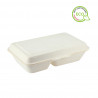 White fiber containers with lid and 2 divisions (1000cc)