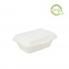 Envases de fibra blancos rectangulares con tapa (600cc)