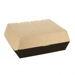 Boîte menu en carton kraft noir laminé résistant à la graisse