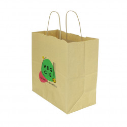 Bolsa Papel Kraft Asa Rizada (26+14x27cm) Impresa 1 Cara Color