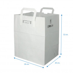 Sacos de papel branco com asas planas (26+20x32cm)