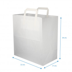 White Paper Bag with flat interior handle (32+17x34 cm)
