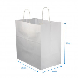 Bolsas de papel blancas con asa rizada (30 + 18 x 29cm)