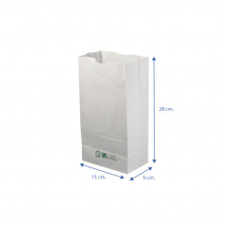 Mini white paper bags without handles (15+9x28cm)