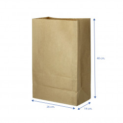 Bolsas de papel kraft recicladas grandes sin asas (26+14x40cm)
