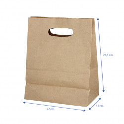 Bolsa papel kraft con asa troquelada (22+11x27,5cm)