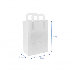 Bolsas de papel blancas pequeñas con asa plana (20+10x28cm)