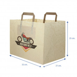 Bolsa Papel Kraft fondo ancho asa plana (32+21x25cm) 1 Cara Color