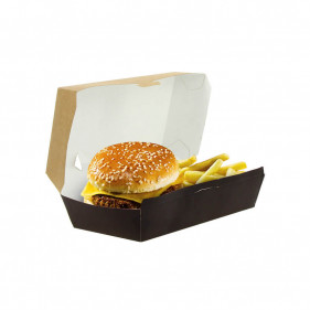 Boîte en carton kraft noir pour menu hamburger