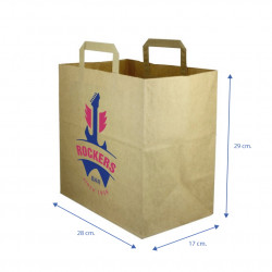 Bolsa Papel Kraft Asa Plana (28+17x29cm) Impresa 1 Cara Color