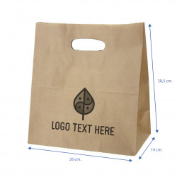 Bolsa Papel Kraft con asa troquelada (26+14x28,5 cm) Impresa 1 Cara Color