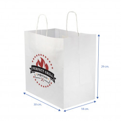 Bolsa Papel Blanca Asa Rizada (30+18x29 cm) Impresa 1 Cara Color
