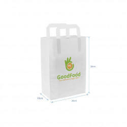 Bolsa de papel blanca con asa plana (20+10x28cm) Impresa 1 Cara Color
