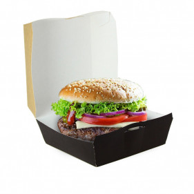 Caixas de hambúrguer XXL de papelão kraft preto