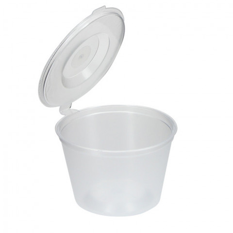 Tarrina PP reutilizable con tapa bisagra para salsas (120ml)