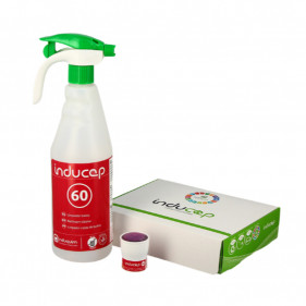 Kit di 12 capsule detergenti per il bagno ultra concentrate con flacone etichettato.