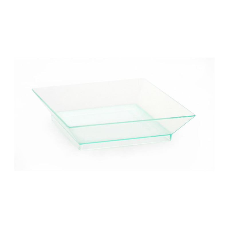Assiette carrée verte transparente 65x65 mm - 40 ml