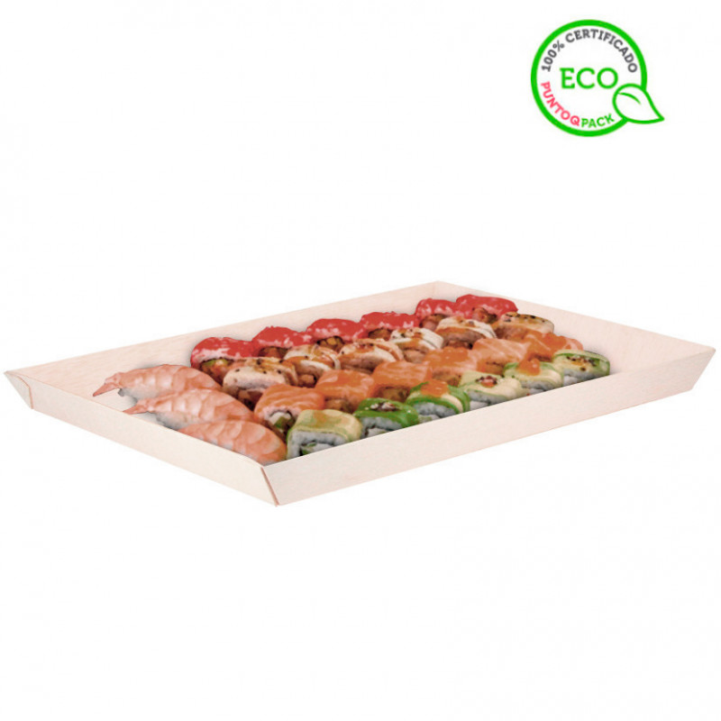 Bandejas de sushi em madeira tipo samurai (39x28x3cm) Bandejas de sushi em madeira tipo samurai (39x28x3cm)