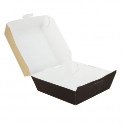 Grande boîte à hamburger en carton kraft noir (12x12x8cm)