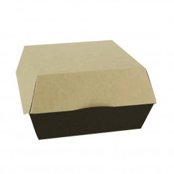 Caixa grande para hambúrguer em papel kraft preto (12x12x8cm)
