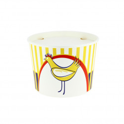 Cubos de pollo frito con tapa con dibujo amarillo (1920cc)