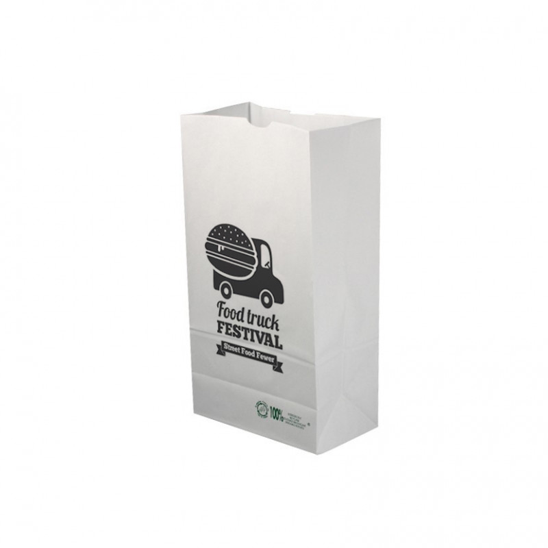 Bolsa de Papel Blanca (18+11x34cm) Impresa 1 Cara Color Bolsa de Papel Blanca (18+11x34cm) Impresa 1 Cara Color