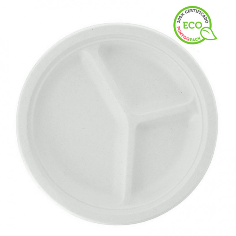 Prato de fibra 3 divisões cor branca (26Ø)