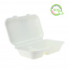 White fiber containers 2 divisions double tab lid (1000cc)