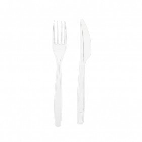 Set di posate PS trasparente (forchetta e coltello)