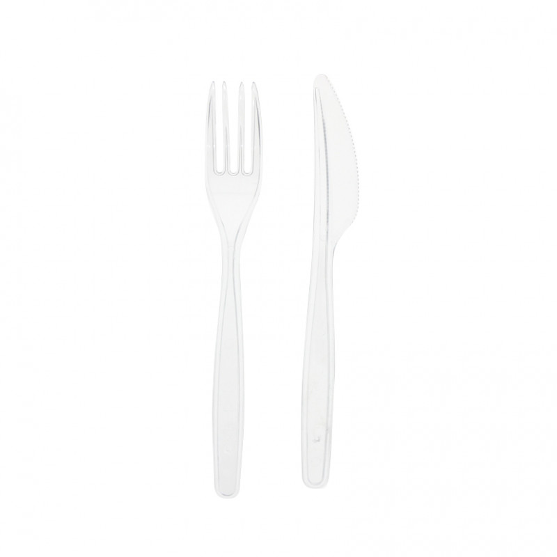 Cutlery set PS transparent (fork and knife) Cutlery set PS transparent (fork and knife)