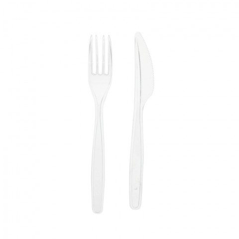 Set di posate PS trasparente (forchetta e coltello)